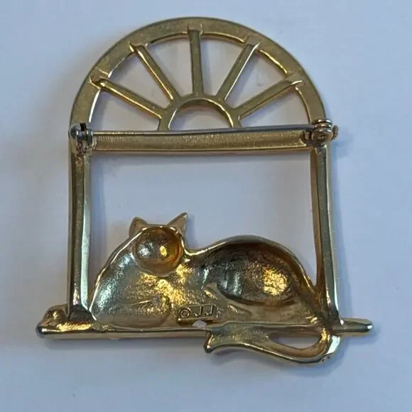 Lot of 3 Vintage JJ Jonette Marked Kitty Cat Lapel Pin Brooch Whimsical MCM - Picture 9 of 13